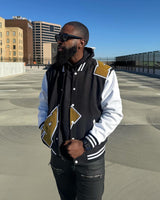 Alpha Black & White Cotton Varsity Jacket 2.0