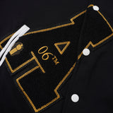 Alpha Black & White Cotton Varsity Jacket 2.0 w/ Black Patch