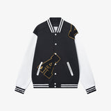 Alpha Black & White Cotton Varsity Jacket 2.0 w/ Black Patch