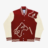 Updated Crimson Cream Varsity Coat