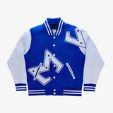 Sigma Blue & White W/ White Patch Cotton Varsity Jacket 2.0