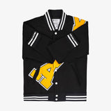 Alpha All Black Cotton Varsity Jacket 2.0 (YELLOW PATCH) DEADSTOCK