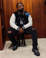 Sigma Black & White W/ Blue Patch Cotton Varsity Jacket 2.0