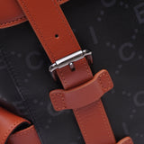 Alpha Black & Brown Hitch Backpack in Exclusive ΑΦΑ Embossed Logo and ICE Monogram