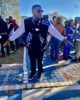 Sigma Black & White W/ Blue Patch Cotton Varsity Jacket 2.0