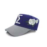 Sigma Royal Blue Crown White Rose SnapBack