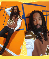 Casual Brown & White Varsity Jacket