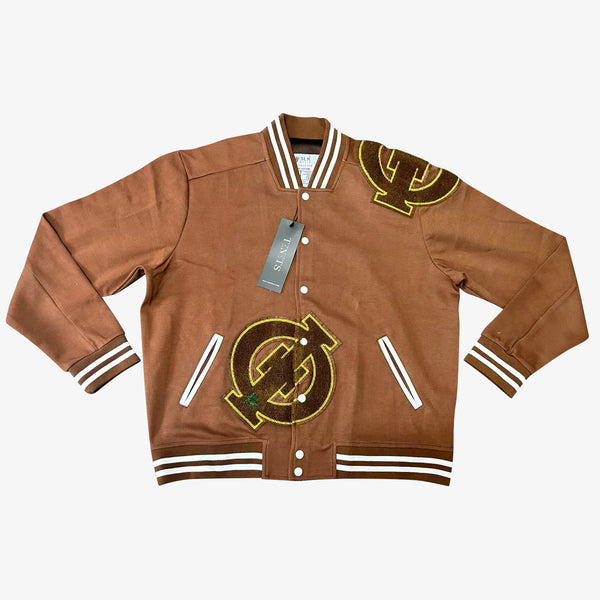 Iota All Brown Cotton Varsity Jacket 2.0