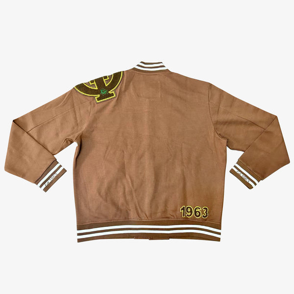 Iota All Brown Cotton Varsity Jacket 2.0