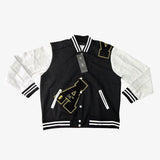 Alpha Black & White Cotton Varsity Jacket 2.0 w/ Black Patch