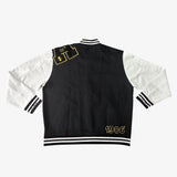 Alpha Black & White Cotton Varsity Jacket 2.0 w/ Black Patch