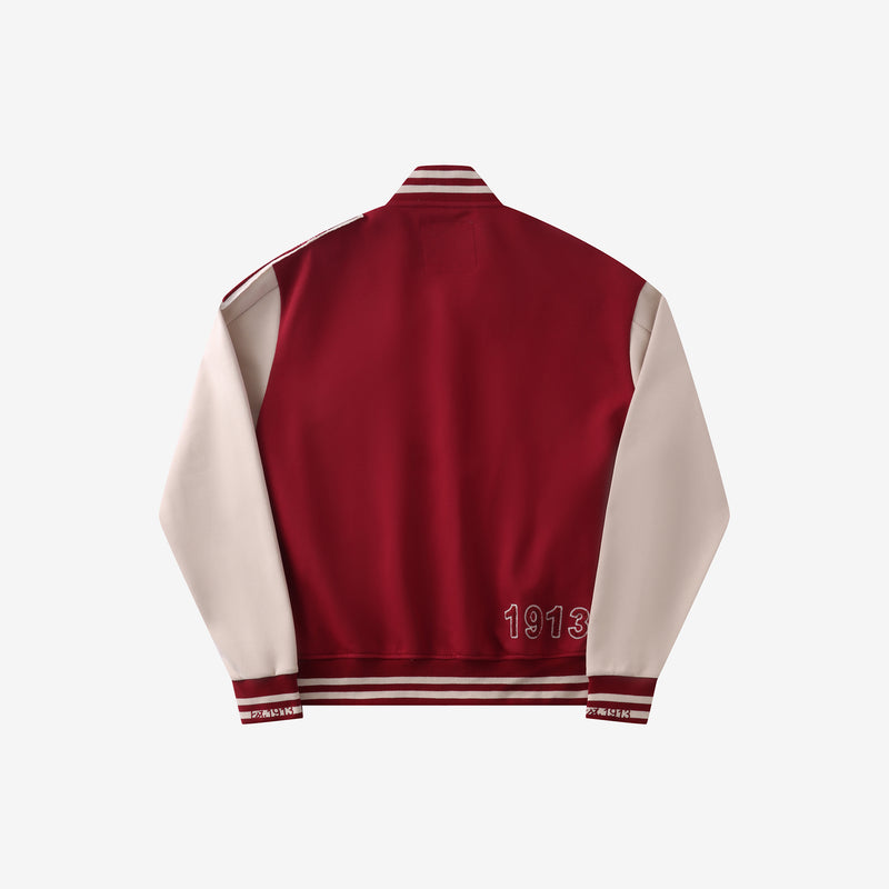 Delta Crimson & Cream Cotton Varsity Jacket 2.0