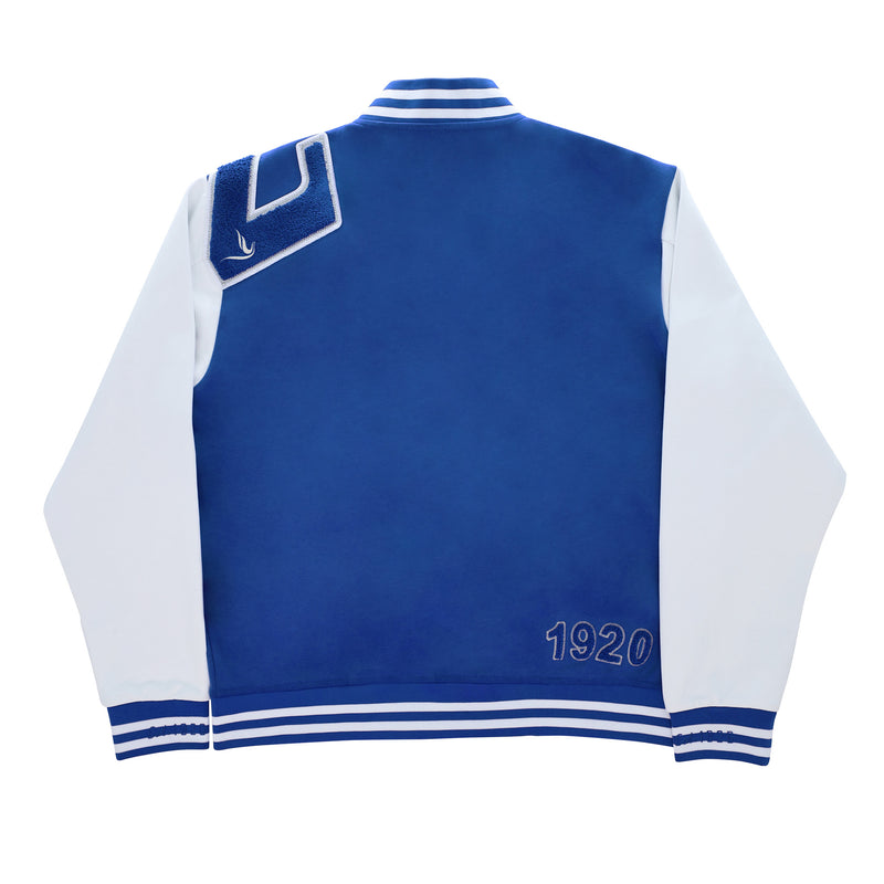 Zeta Blue & White Cotton Varsity Jacket 2.0