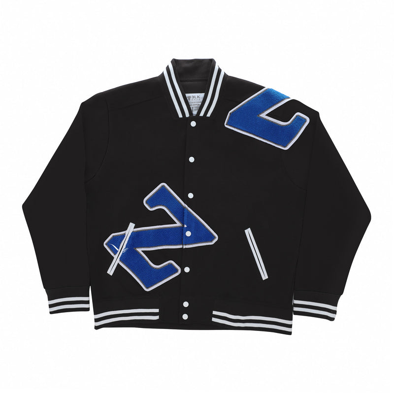 Zeta All Black Cotton Varsity Jacket 2.0