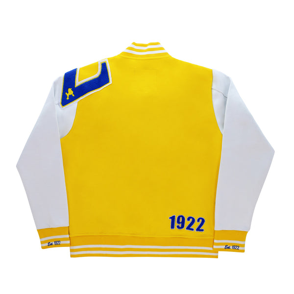 SGRho Yellow Gold & White Cotton Varsity Jacket 2.0