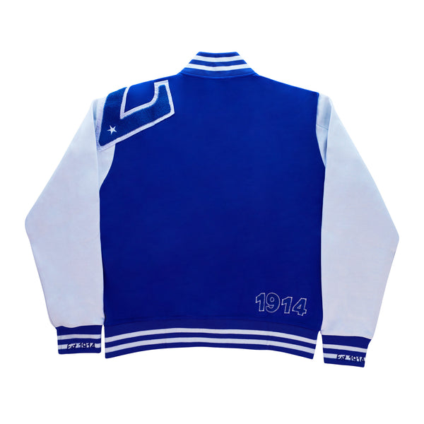 Sigma Blue & White W/ Blue Patch Cotton Varsity Jacket 2.0