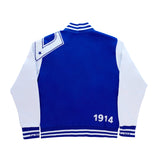 Sigma Blue & White W/ White Patch Cotton Varsity Jacket 2.0