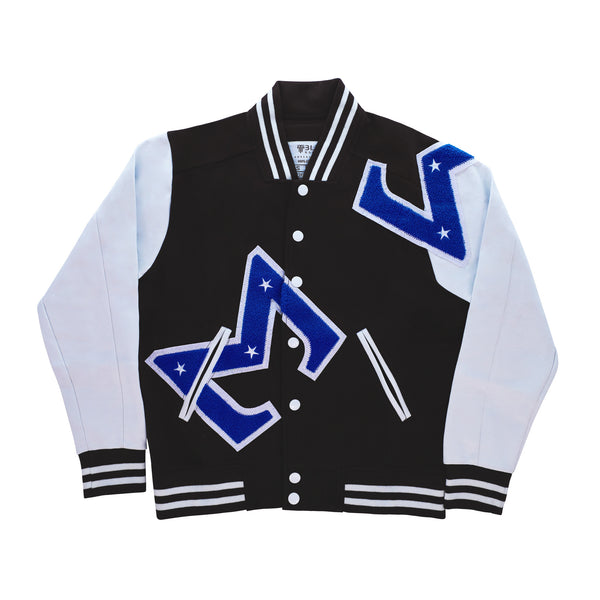 Sigma Blue & White W/ White Patch Cotton Varsity Jacket 2.0 – Tenets