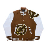 Iota Brown & White Cotton Varsity Jacket 2.0