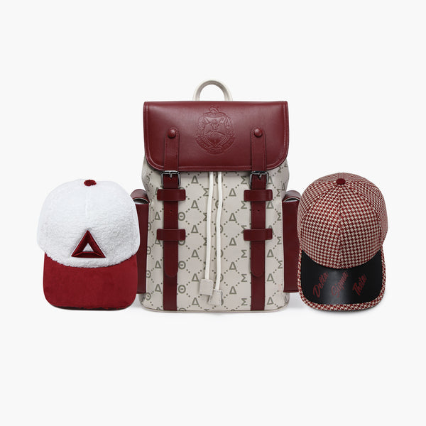 Delta Hitch Backpack (ΔΣΘ) w/ Sherpa & Houndstooth Hat Bundle (PRE-ORDER)