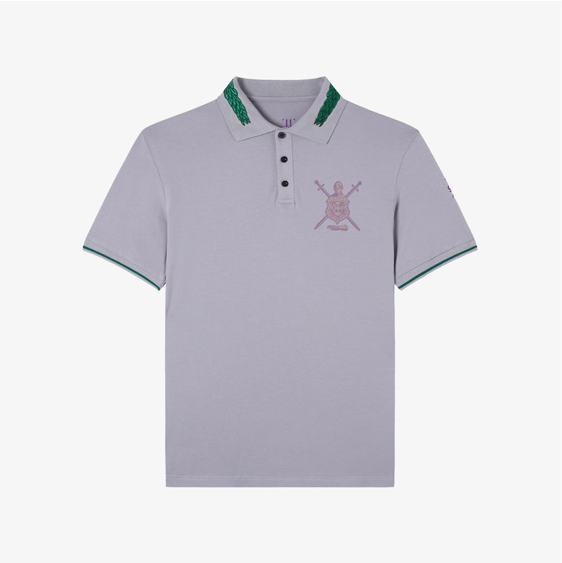 Pewter Grey Laurel Wreath Embroidered Collar Polo w/ Shield