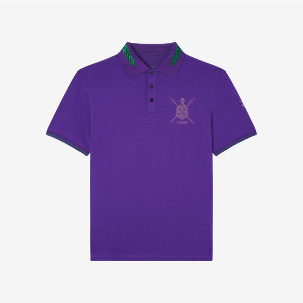 Purple Laurel Wreath Embroidered Collar Polo w/ Shield