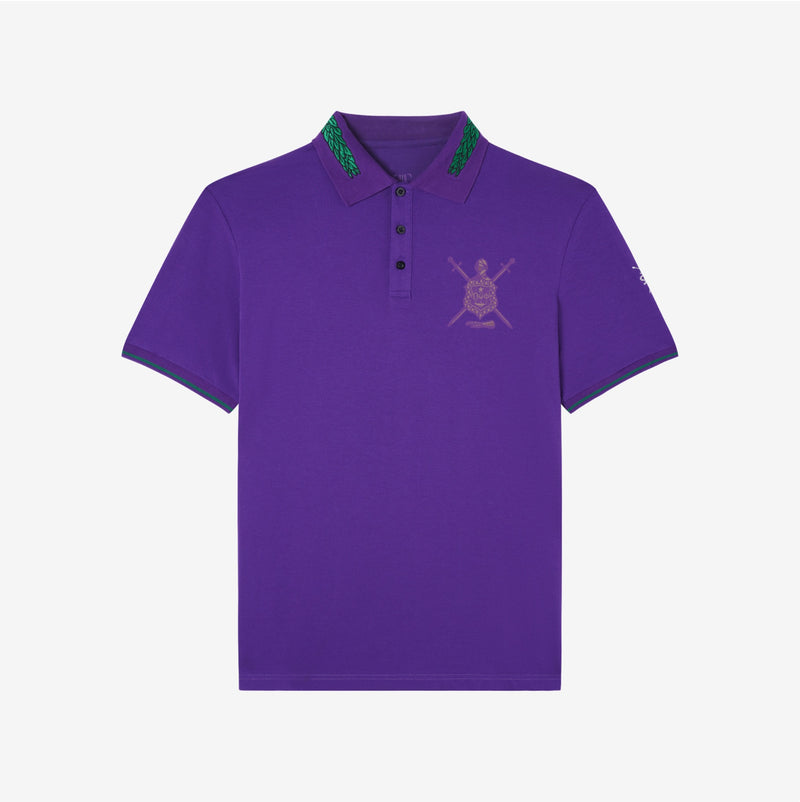 Purple Laurel Wreath Embroidered Collar Polo w/ Shield