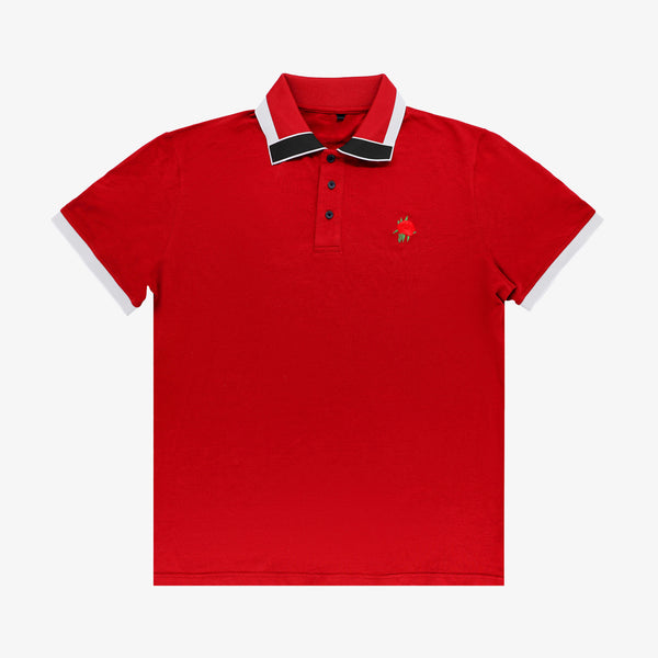 Elegant Red Cotton Piqué Polo