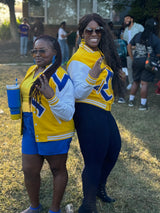 SGRho Yellow Gold & White Cotton Varsity Jacket 2.0