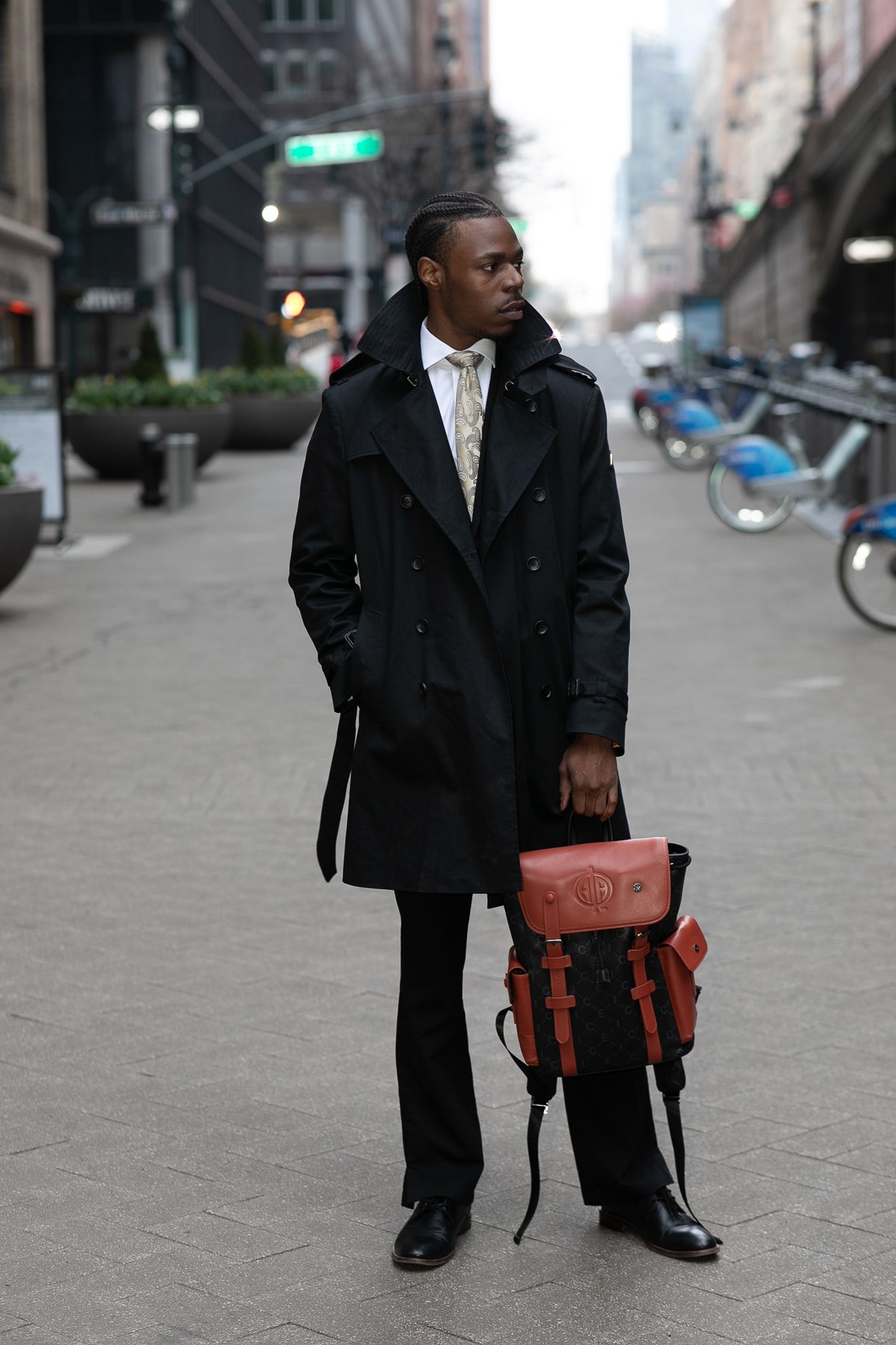 【Steven Alan】BRIT T/W BOLD TRENCH COAT Alpha Black Trench Coat – Tenets